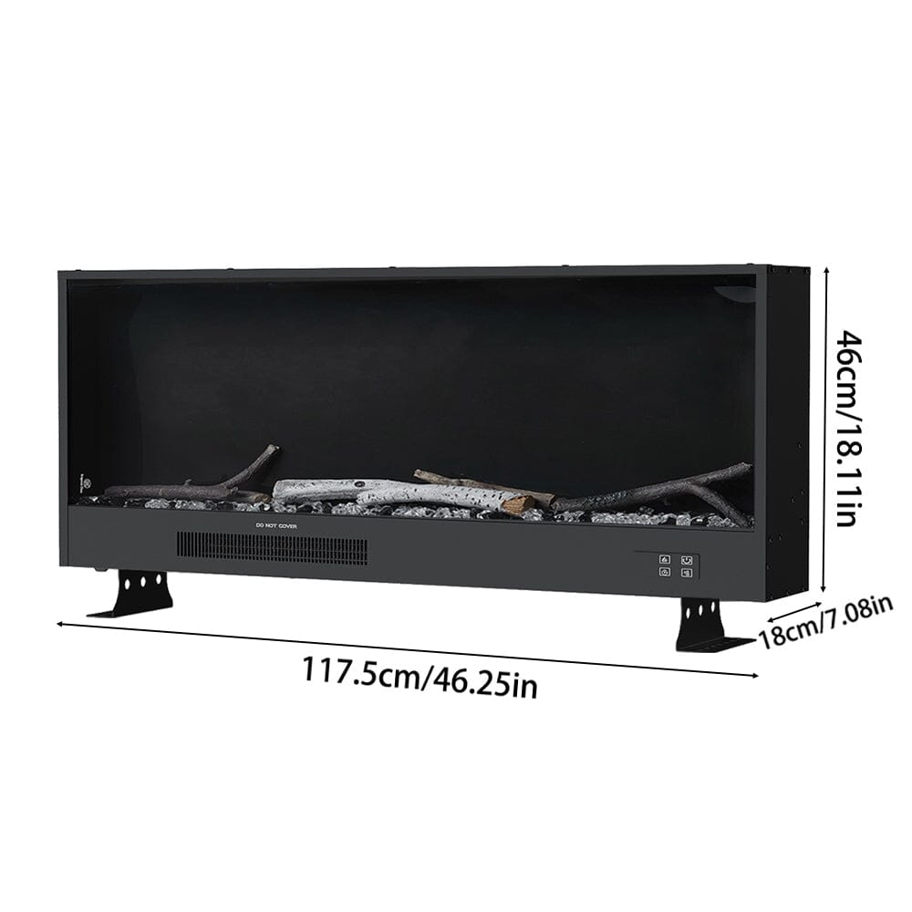 Smallbee 117.5cm Electric Fireplace with WiFi, LED Display, Resin Logs & Crystal Stones, Heating Function Smallbee UK 