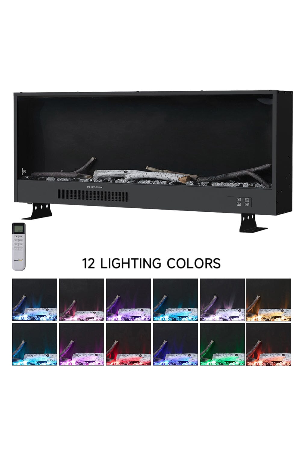 Smallbee 117.5cm Electric Fireplace with WiFi, LED Display, Resin Logs & Crystal Stones, Heating Function Smallbee UK 