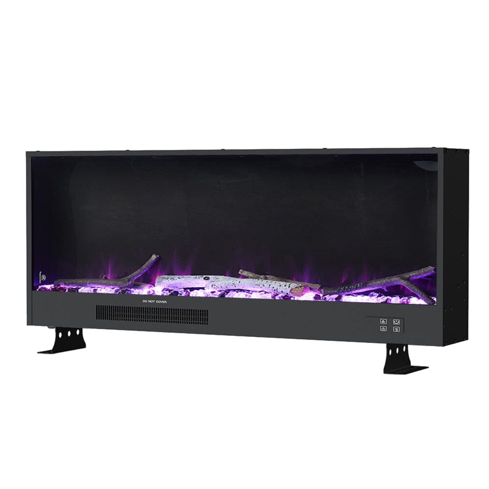 Smallbee 117.5cm Electric Fireplace with WiFi, LED Display, Resin Logs & Crystal Stones, Heating Function Smallbee UK 