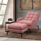 Modern Velvet Upholstered Recliner and Ottoman Set Recliners Living and Home Pink 