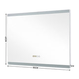 Large Rectangular Frameless Anti-Fog LED Vanity Mirror with Clock Bathroom Mirrors Living and Home 