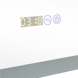 Large Rectangular Frameless Anti-Fog LED Vanity Mirror with Clock Bathroom Mirrors Living and Home 