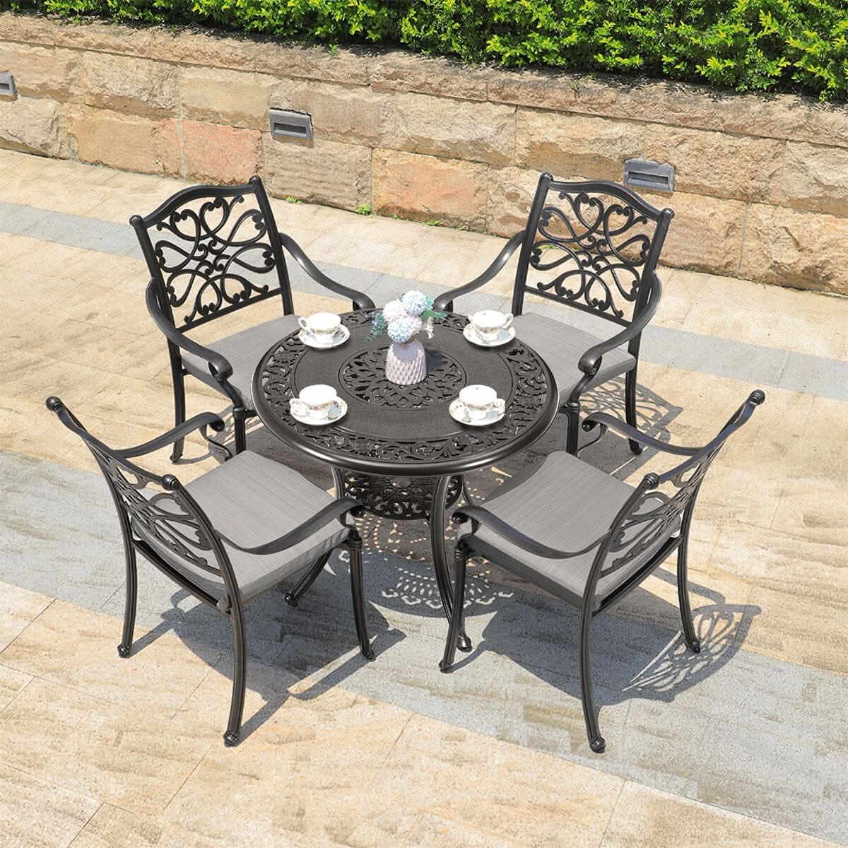 bronze cast aluminum patio table with umbrella hole Antique Square Bar Height Artisan Furniture MFG. Inc Durable high Darlee Series 60 Bar Table
