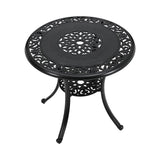 Black Cast Aluminum Round Patio Dining Table with Umbrella Hole Garden Dining Tables Living and Home 