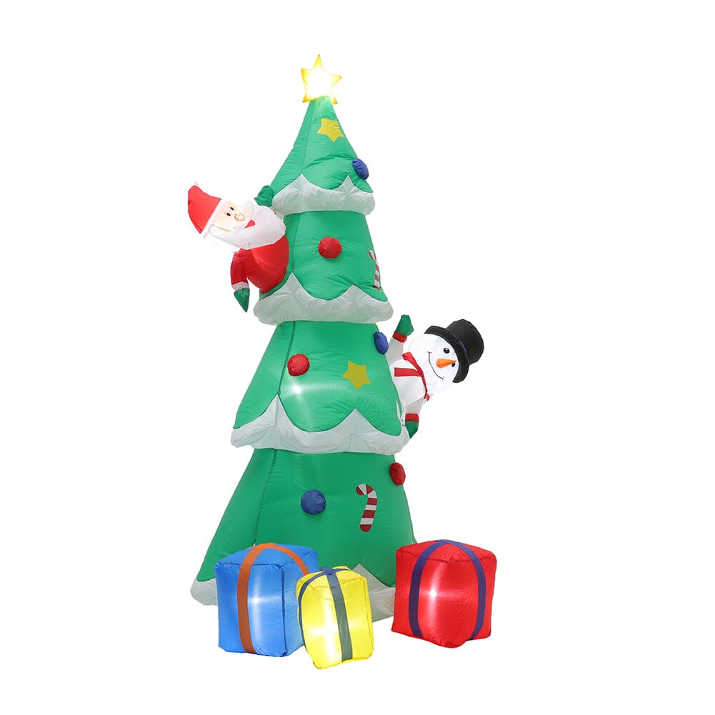 2.1m Inflatable Christmas Tree with Santa & Snowman – LED Lighted Display (UK Plug) Living and Home 