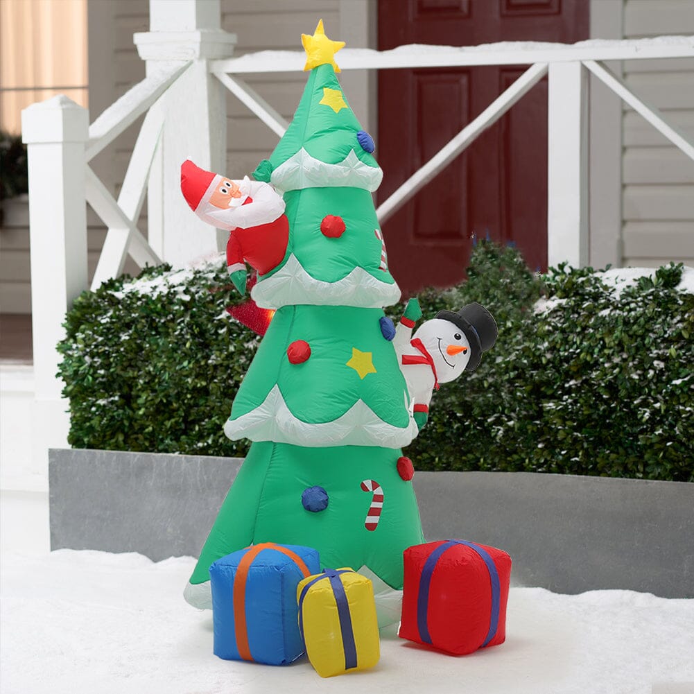 2.1m Inflatable Christmas Tree with Santa & Snowman – LED Lighted Display (UK Plug) Living and Home 