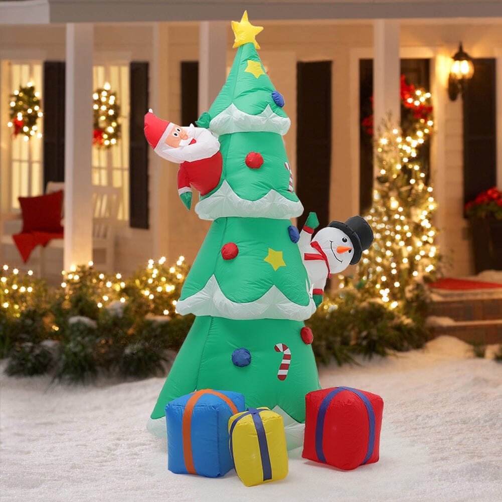 2.1m Inflatable Christmas Tree with Santa & Snowman – LED Lighted Display (UK Plug) Living and Home 