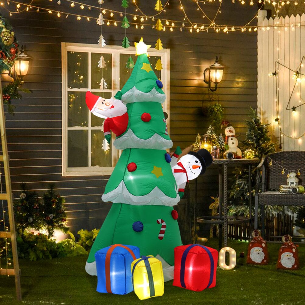 2.1m Inflatable Christmas Tree with Santa & Snowman – LED Lighted Display (UK Plug) Living and Home 