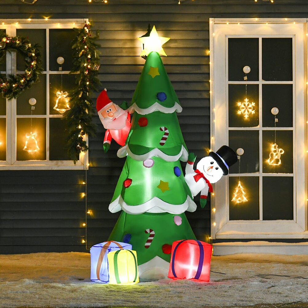 2.1m Inflatable Christmas Tree with Santa & Snowman – LED Lighted Display (UK Plug) Living and Home 