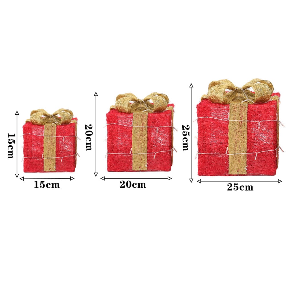 3pcs Christmas Gift Box Accessory Set with Light Strips Living and Home 