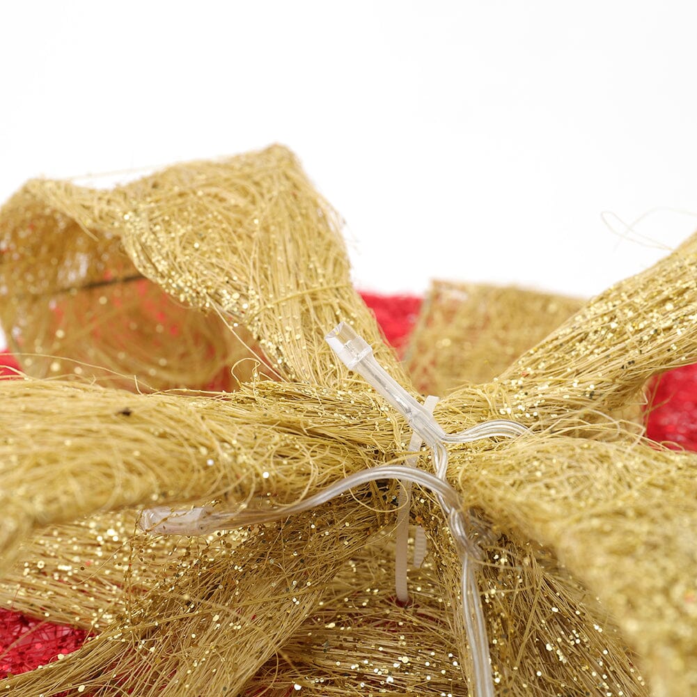 Pre-Lit Golden Christmas Gift Box Set with Warm Lights Christmas Living and Home 
