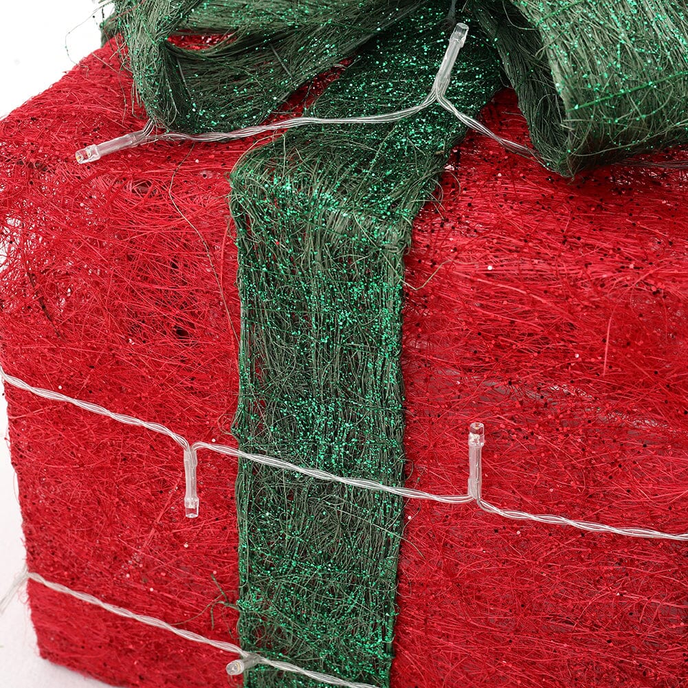 Pre-Lit Green Christmas Gift Box Set with Warm Lights Christmas Living and Home 