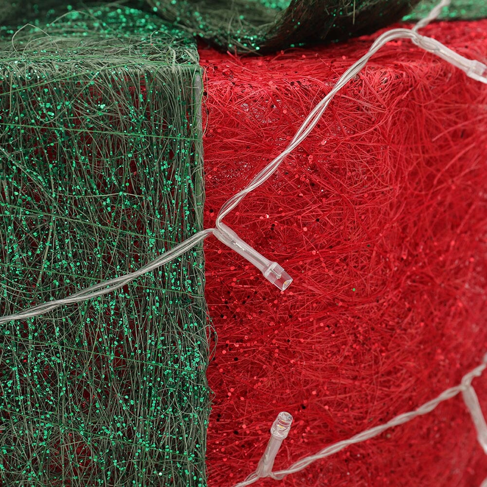 Christmas Gift Box Set with LED Lights - 4 Pieces (15/20/25/30cm) Living and Home 