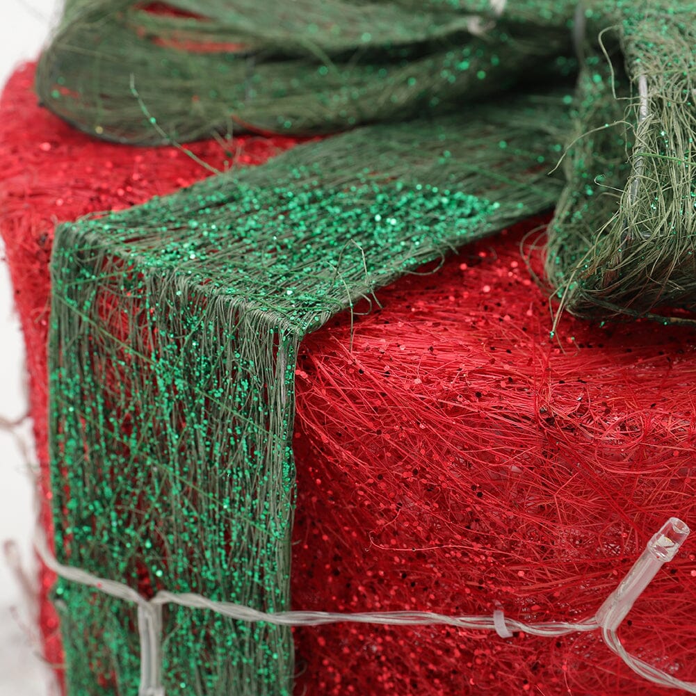 Christmas Gift Box Set with LED Lights - 4 Pieces (15/20/25/30cm) Living and Home 