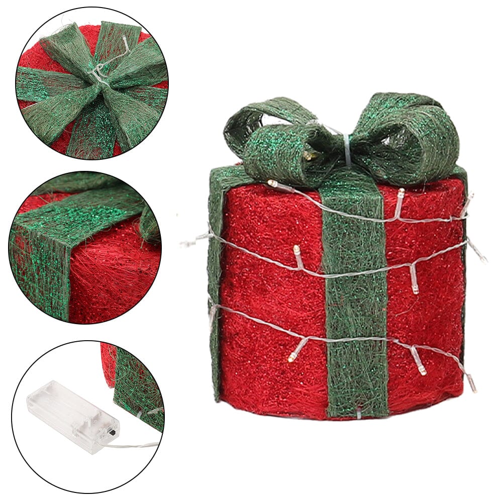 Christmas Gift Box Set with LED Lights - 4 Pieces (15/20/25/30cm) Living and Home 