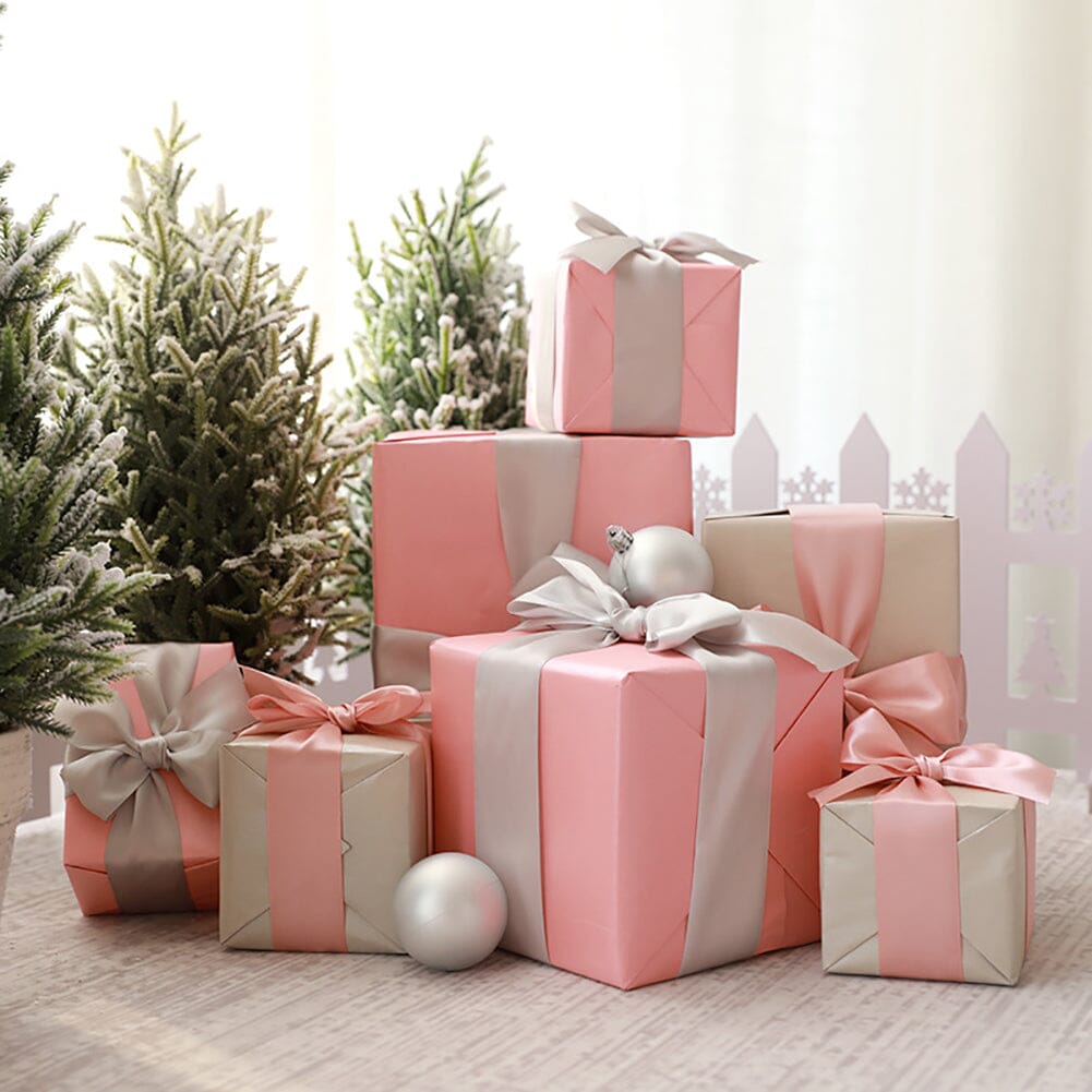 ‍7-Piece Paper Ribbon Christmas Gift Box Set in Beige Pink (100% off) Living and Home 