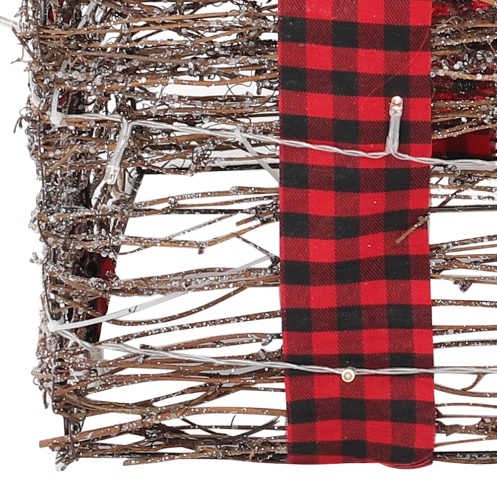 Pre-Lit Woven Christmas Gift Box Set with Checked Bows Christmas Living and Home 