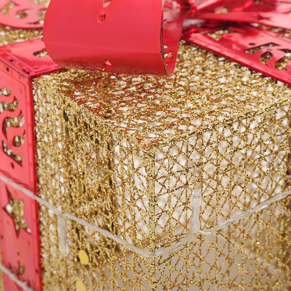3pcs Christmas Gift Box Accessories Set with Light Strips-Golden Box Living and Home 