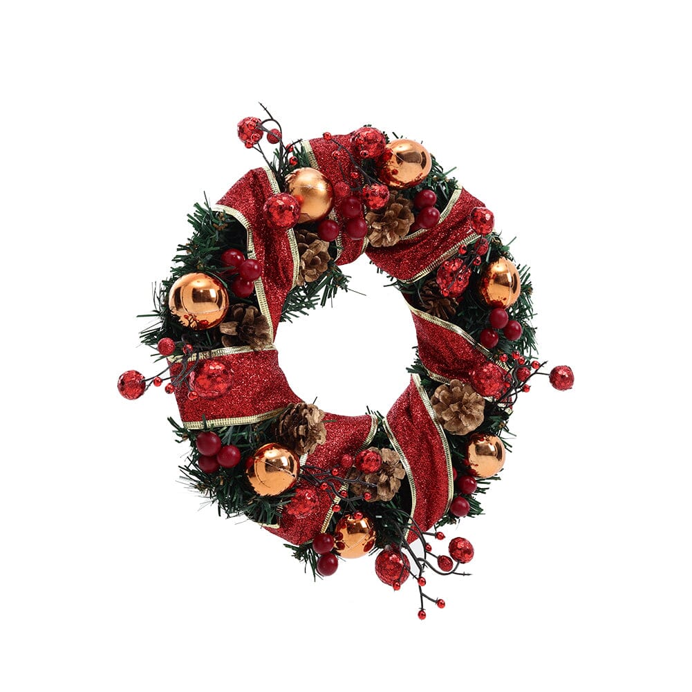 Red Wreath 30cm with 3m Light String Living and Home 