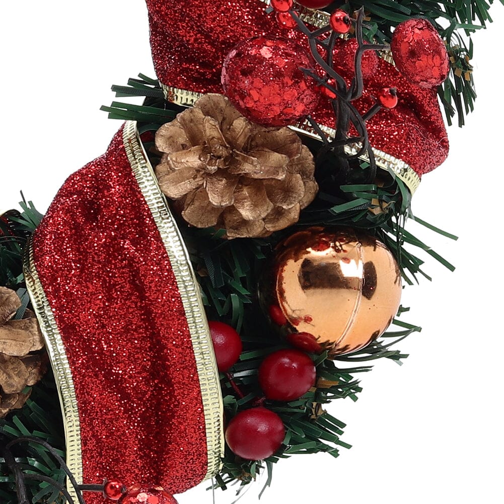 Red Wreath 30cm with 3m Light String Living and Home 