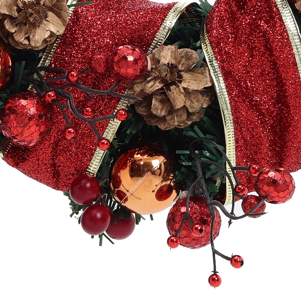Red Wreath 30cm with 3m Light String Living and Home 