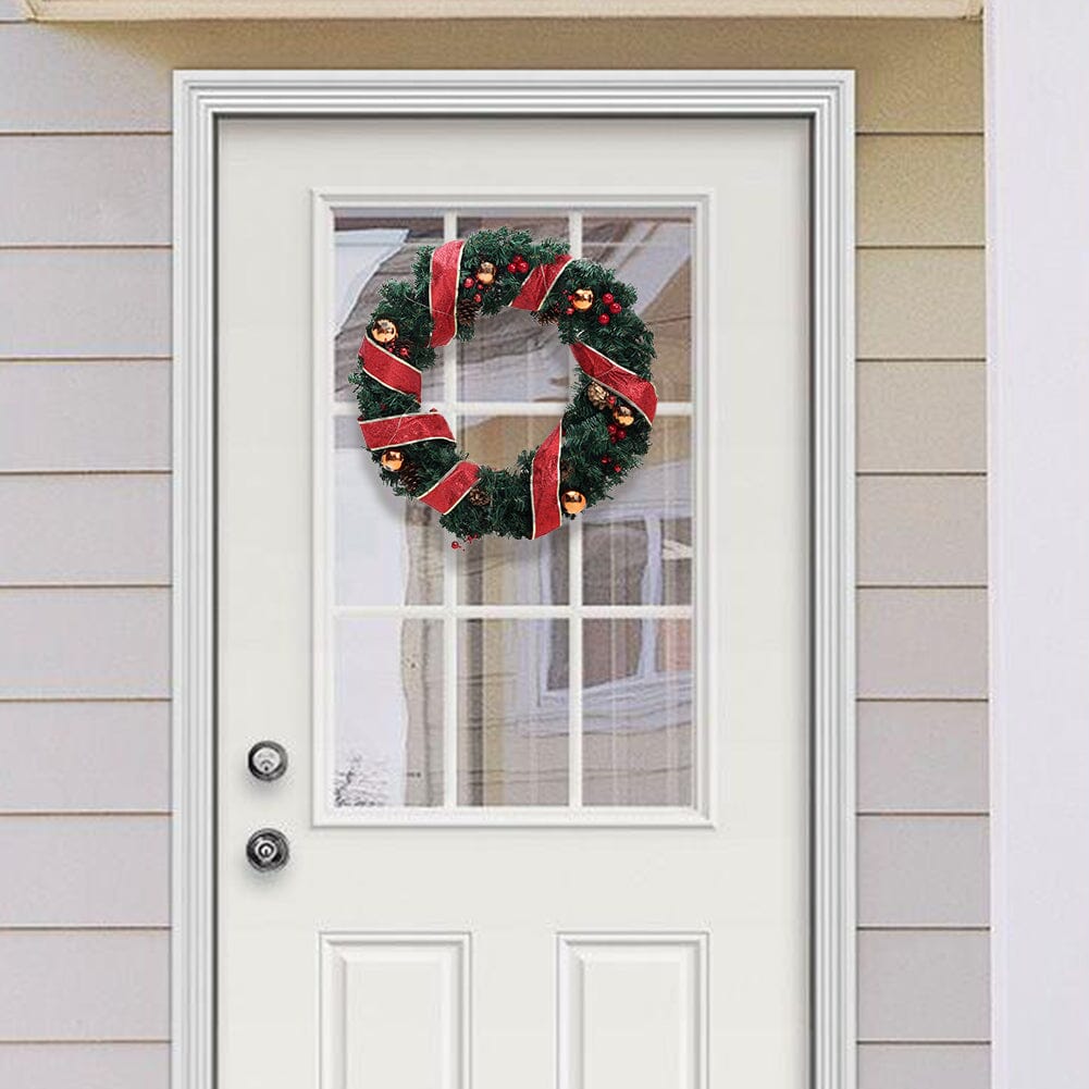 Red Wreath 30cm with 3m Light String Living and Home 