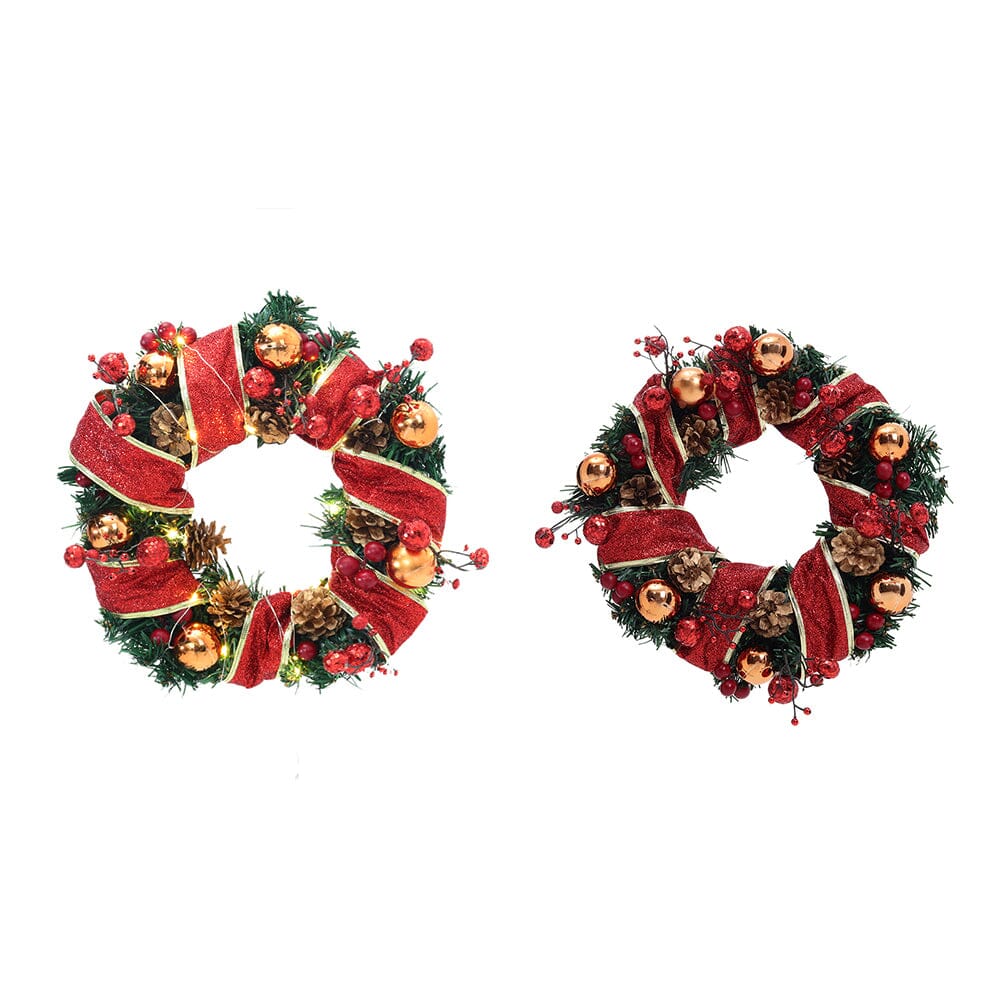 Red Wreath 30cm with 3m Light String Living and Home 