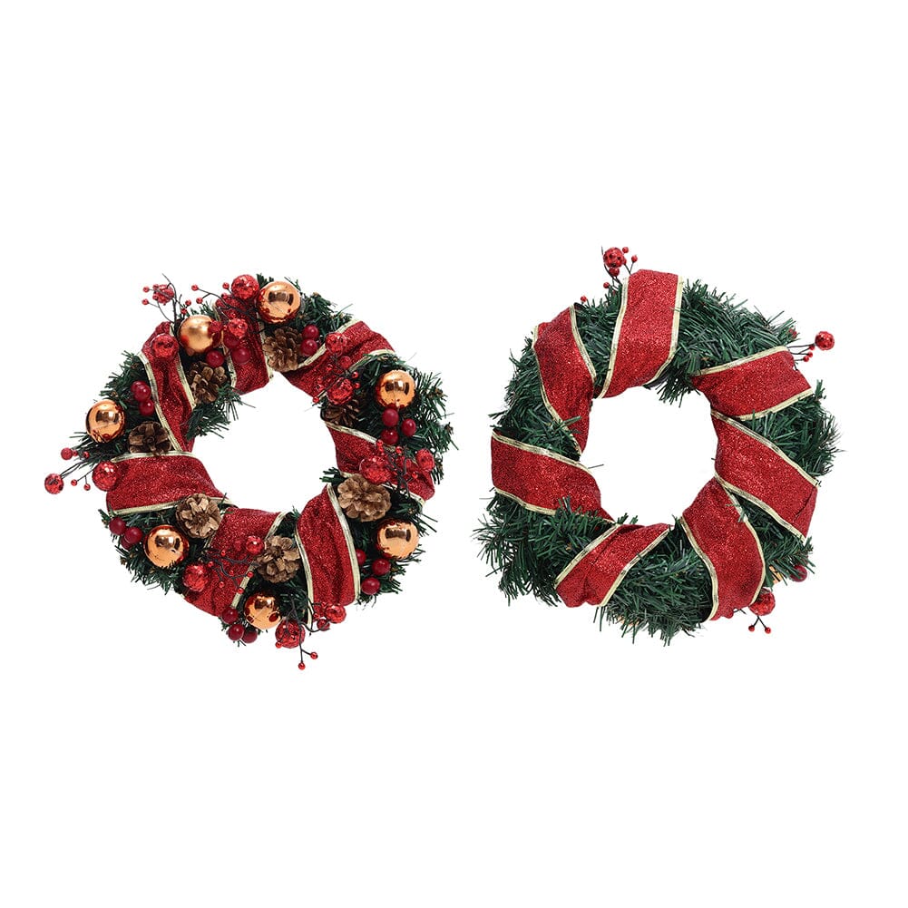Red Wreath 30cm with 3m Light String Living and Home 
