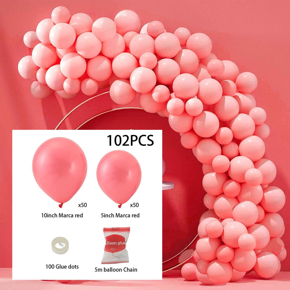 Macaron Solid Colour Balloon Garland Kit for Wedding &amp; Party Styling – 5m Chain with Glue Dots Living and Home Macaron Red 100pcs 