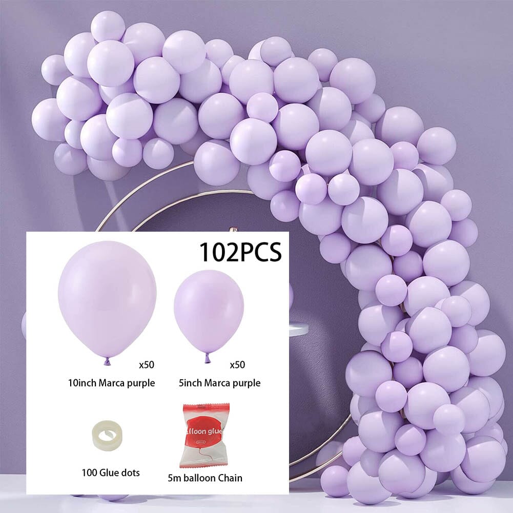Macaron Solid Colour Balloon Garland Kit for Wedding &amp; Party Styling – 5m Chain with Glue Dots Living and Home Macaron Purple 100pcs 