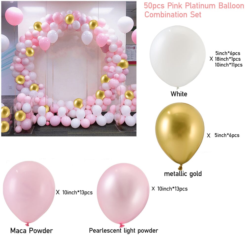 Wedding Party Balloon Combination Set Living and Home Blush White Gold 50pcs 