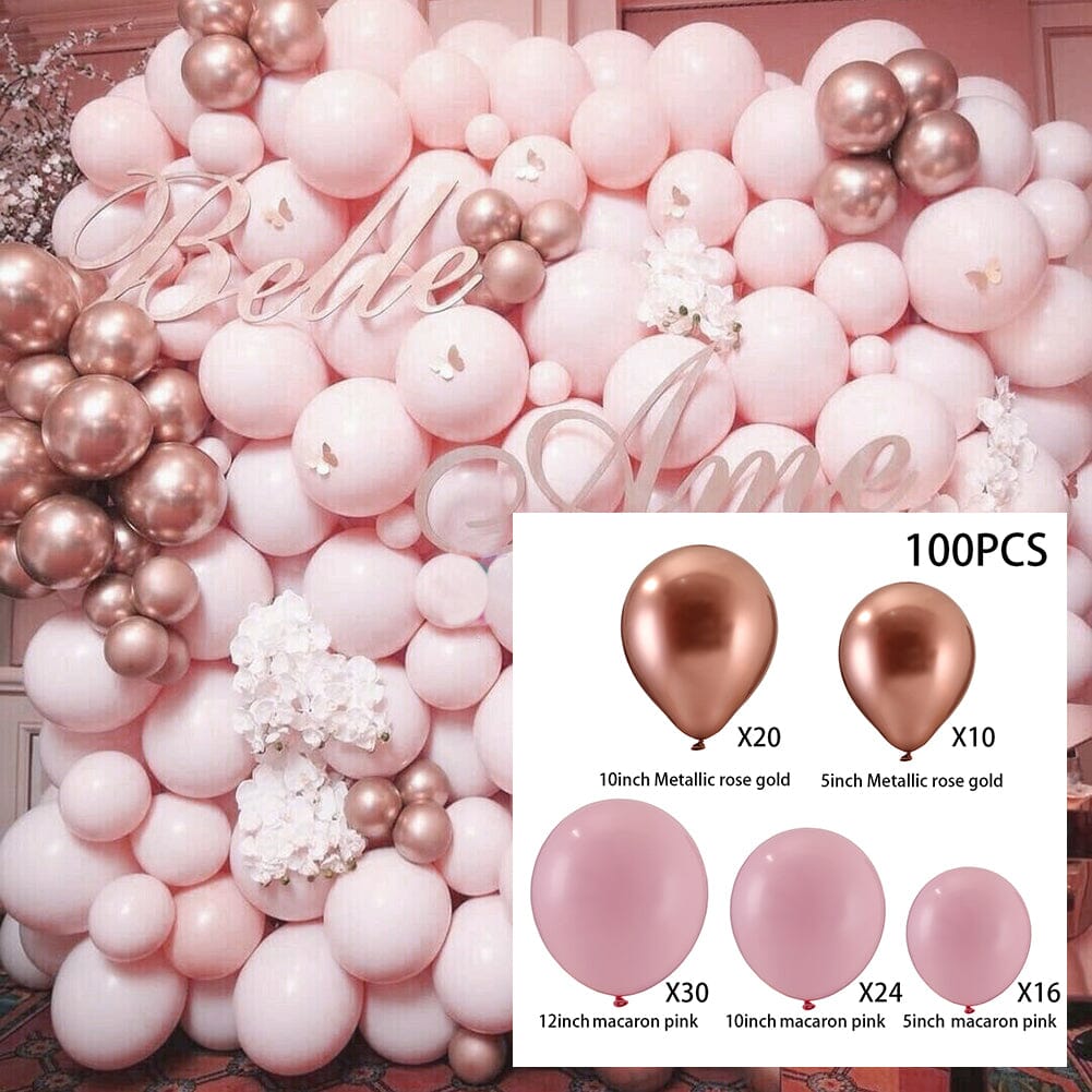 Wedding Party Balloon Combination Set Living and Home Macaron Pink Rose Gold 100pcs 
