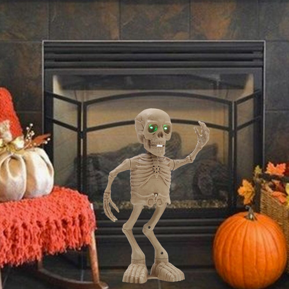 Animated Singing &amp; Dancing Skeleton with Light-Up Effects – Halloween Scene Decoration Living and Home 