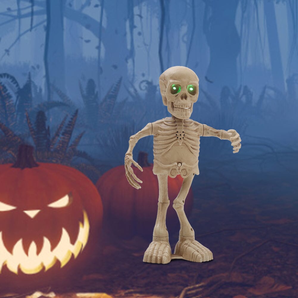 Animated Singing &amp; Dancing Skeleton with Light-Up Effects – Halloween Scene Decoration Living and Home 