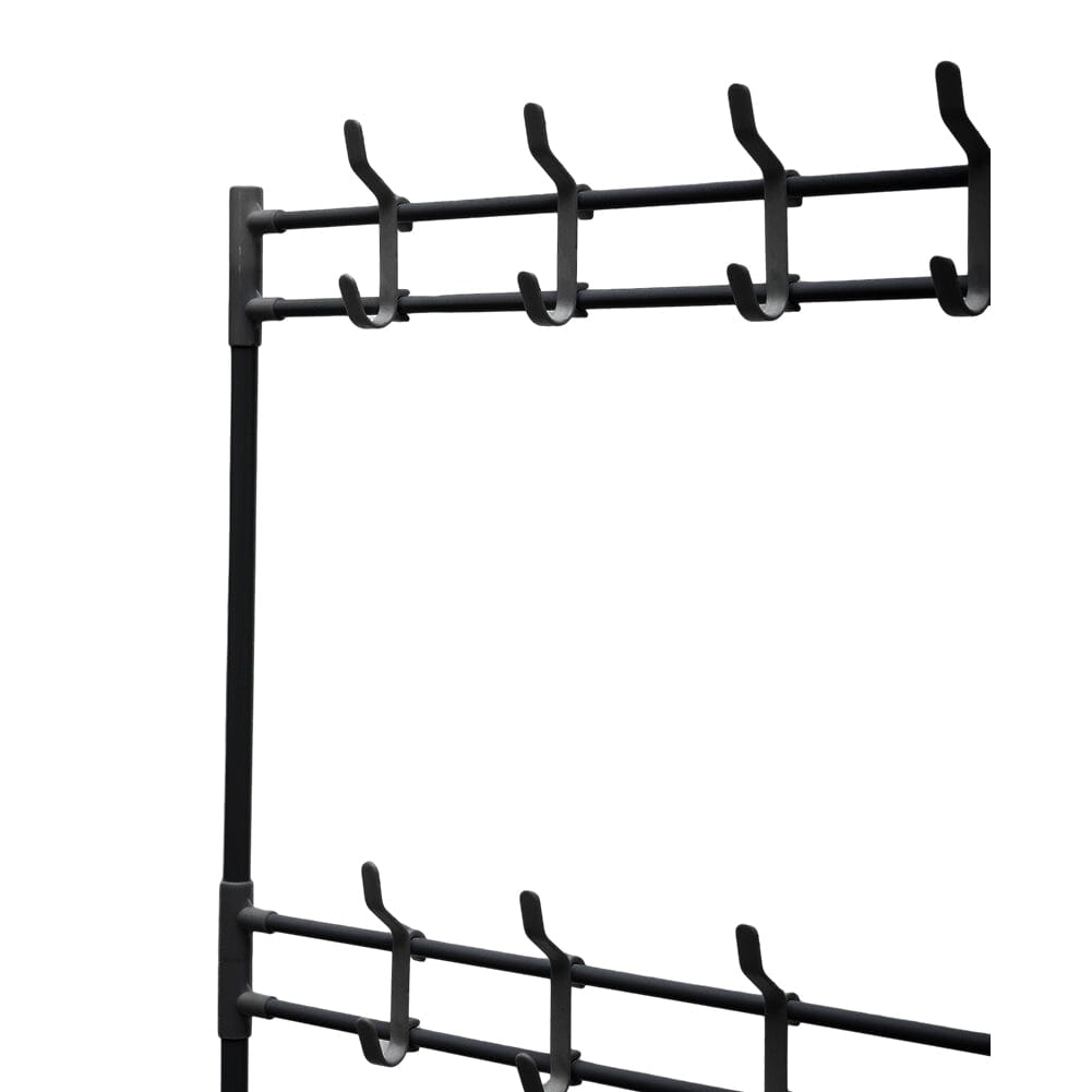 Modern 4-Tier Coat and Shoe Rack with Hooks - Black Living and Home 