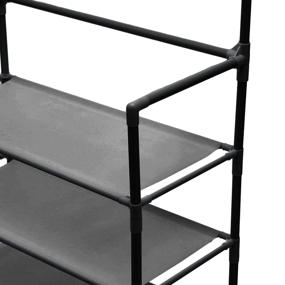 Modern 4-Tier Coat and Shoe Rack with Hooks - Black Living and Home 