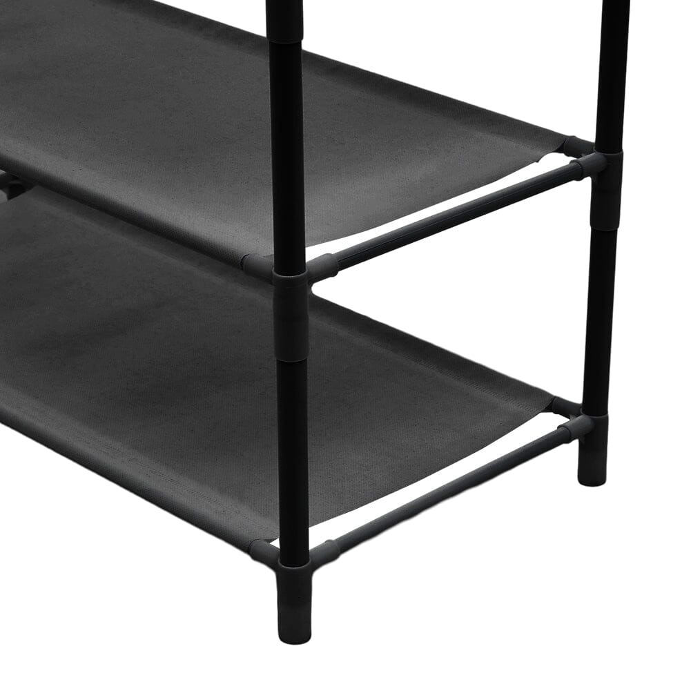 Modern 4-Tier Coat and Shoe Rack with Hooks - Black Living and Home 
