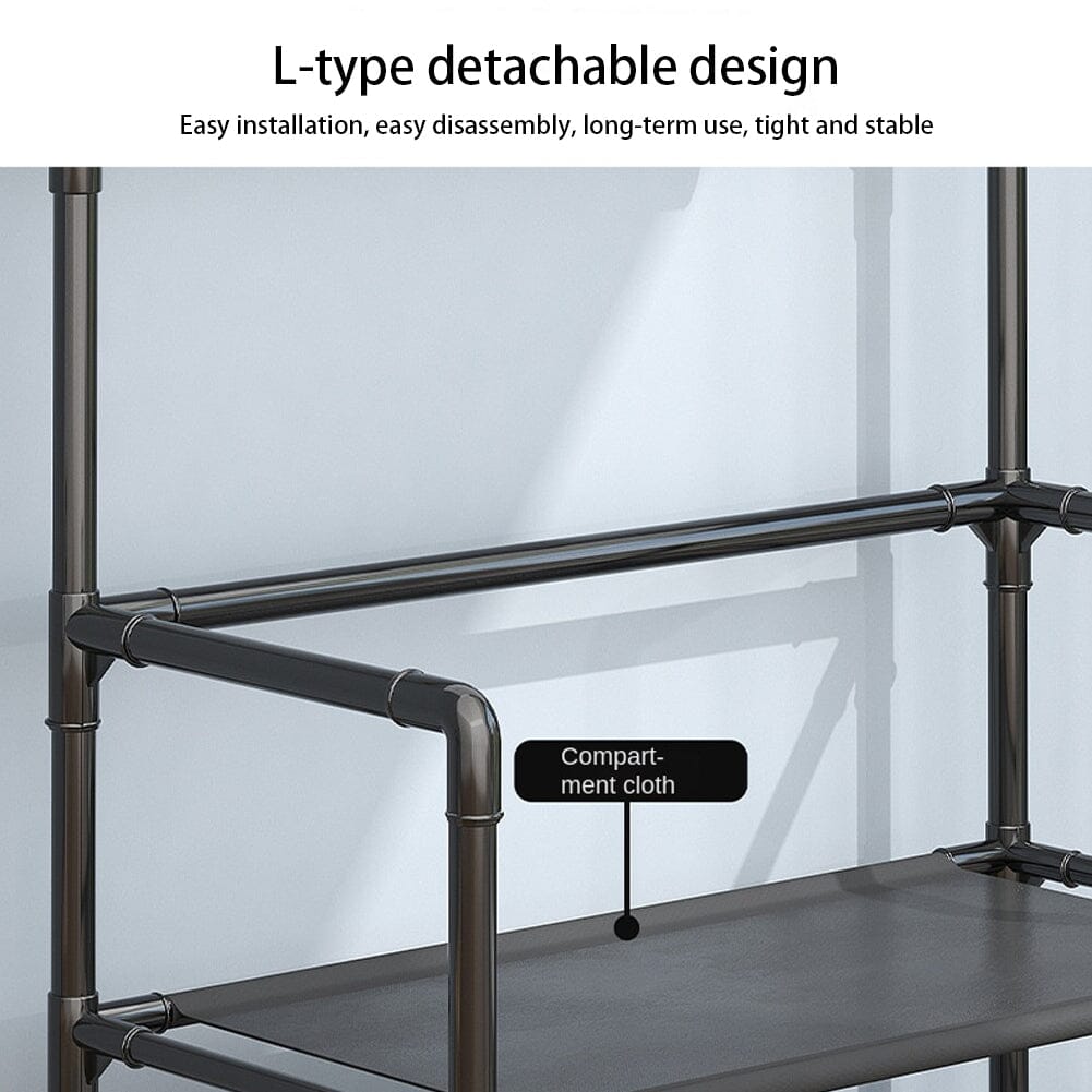 Modern 4-Tier Coat and Shoe Rack with Hooks - Black Living and Home 