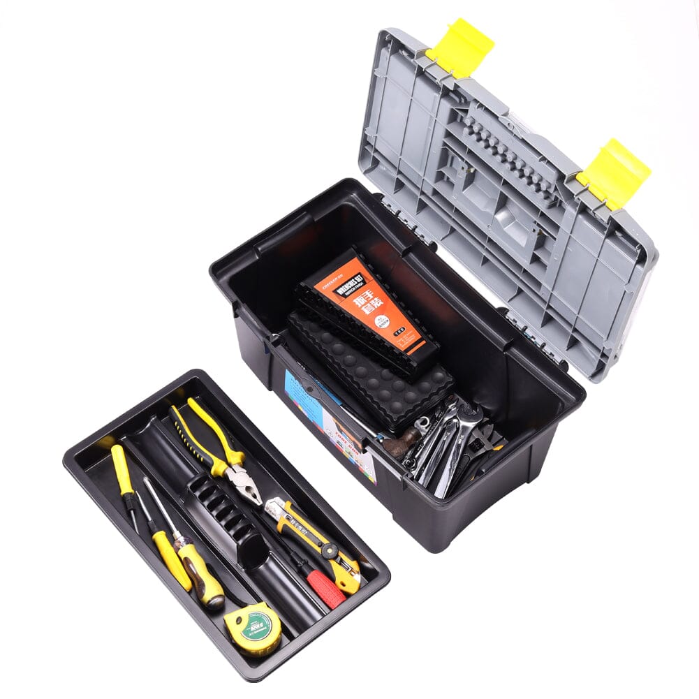 Tool Storage Box Organizer Lockable Case Removable Tray Living and Home 