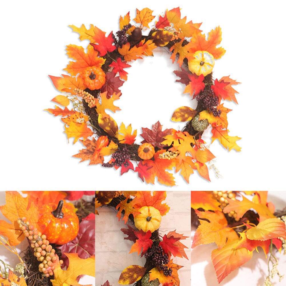 Fall Wreath for Front Door Halloween Thanksgiving Decoration Living and Home 