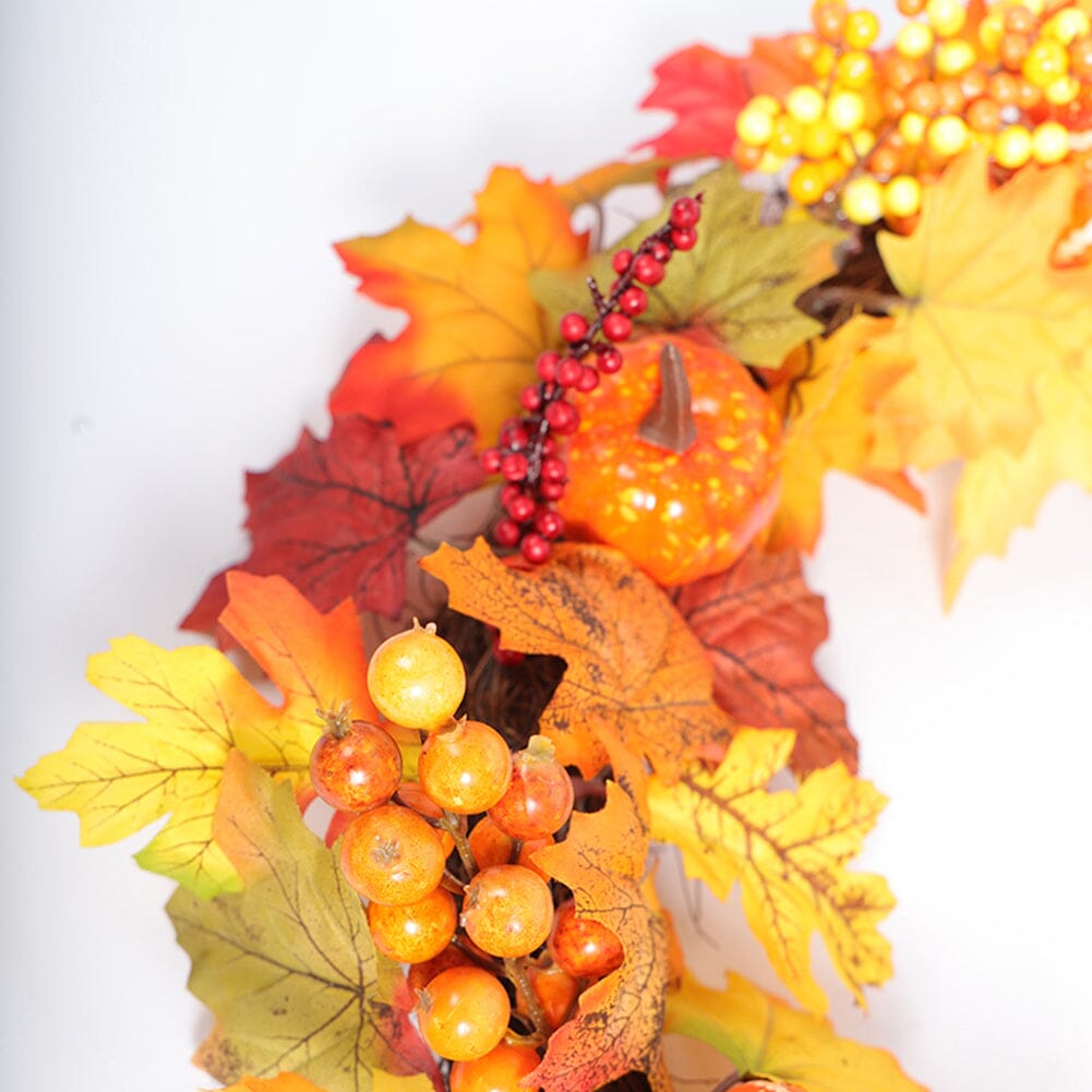 Autumn Harvest Pumpkin & Maple Leaf Wreath – 50cm Seasonal Door Decoration Living and Home 