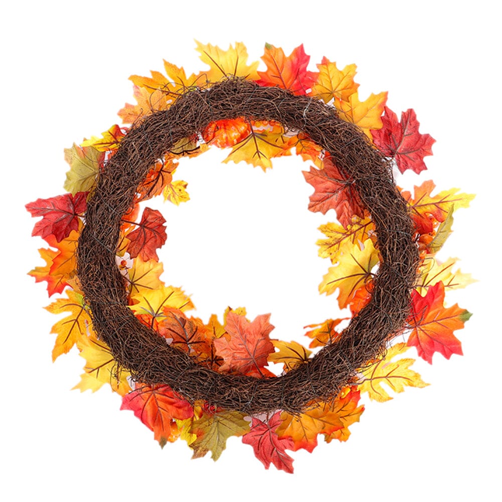 Autumn Harvest Pumpkin & Maple Leaf Wreath – 50cm Seasonal Door Decoration Living and Home 