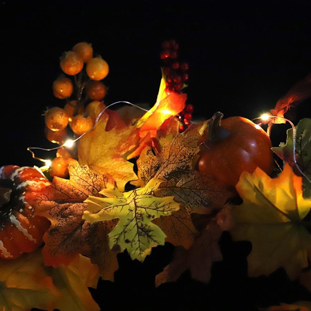 Autumn Harvest Pumpkin & Maple Leaf Wreath – 50cm Seasonal Door Decoration Living and Home 