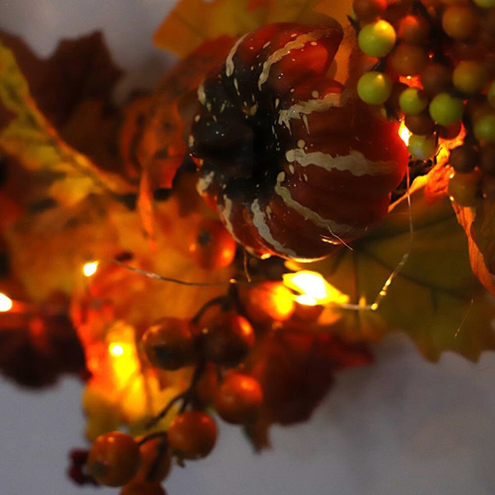 Autumn Harvest Pumpkin & Maple Leaf Wreath – 50cm Seasonal Door Decoration Living and Home 