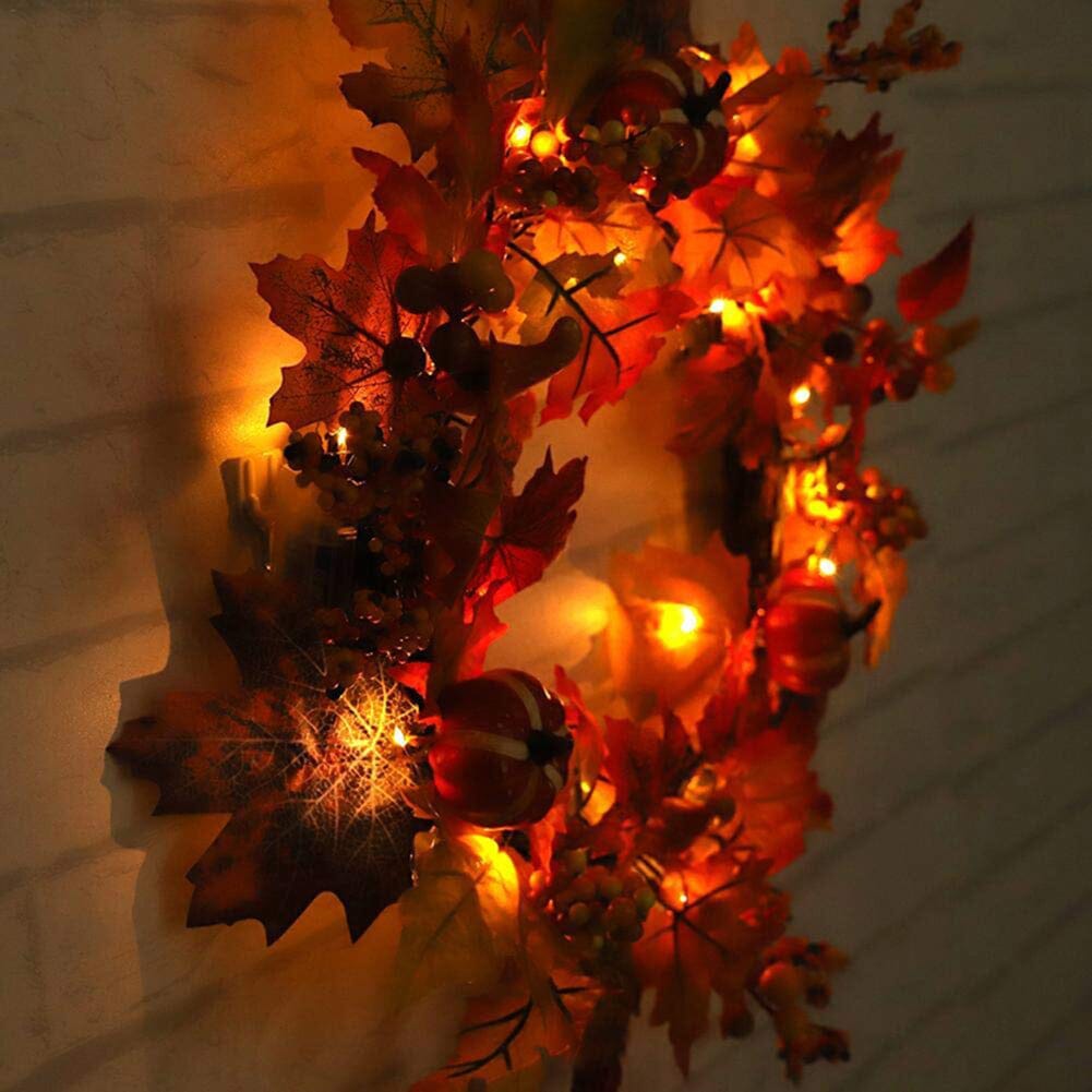 Autumn Harvest Pumpkin & Maple Leaf Wreath – 50cm Seasonal Door Decoration Living and Home 