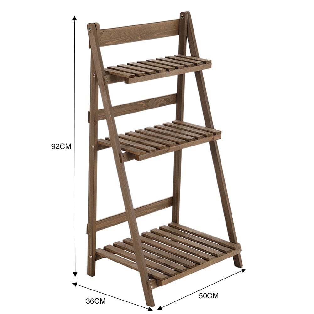 3 Tier Wooden Flower Stand Plant Display Shelf Storage Rack Pot Holder Outdoor Living and Home 