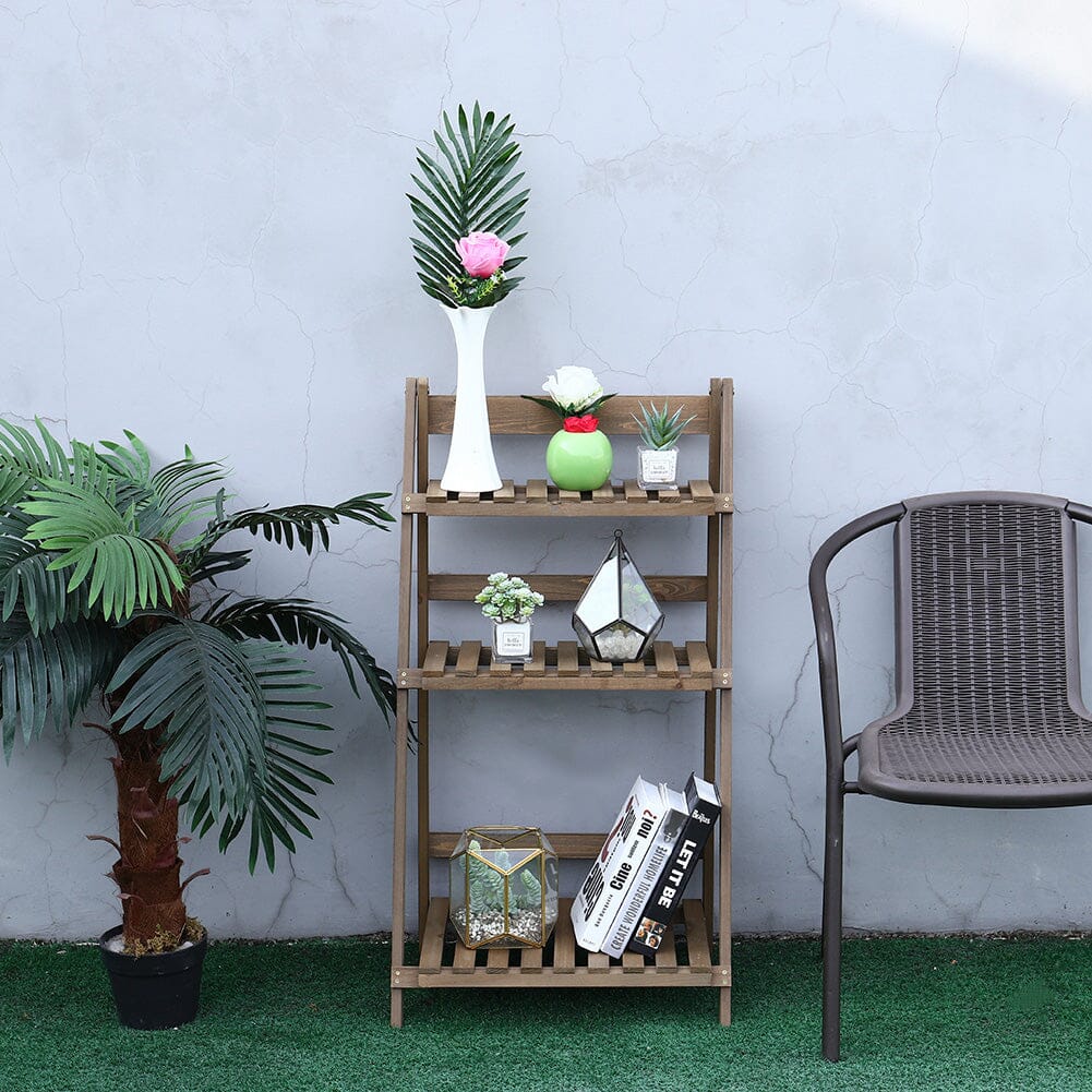 3 Tier Wooden Flower Stand Plant Display Shelf Storage Rack Pot Holder Outdoor Living and Home 