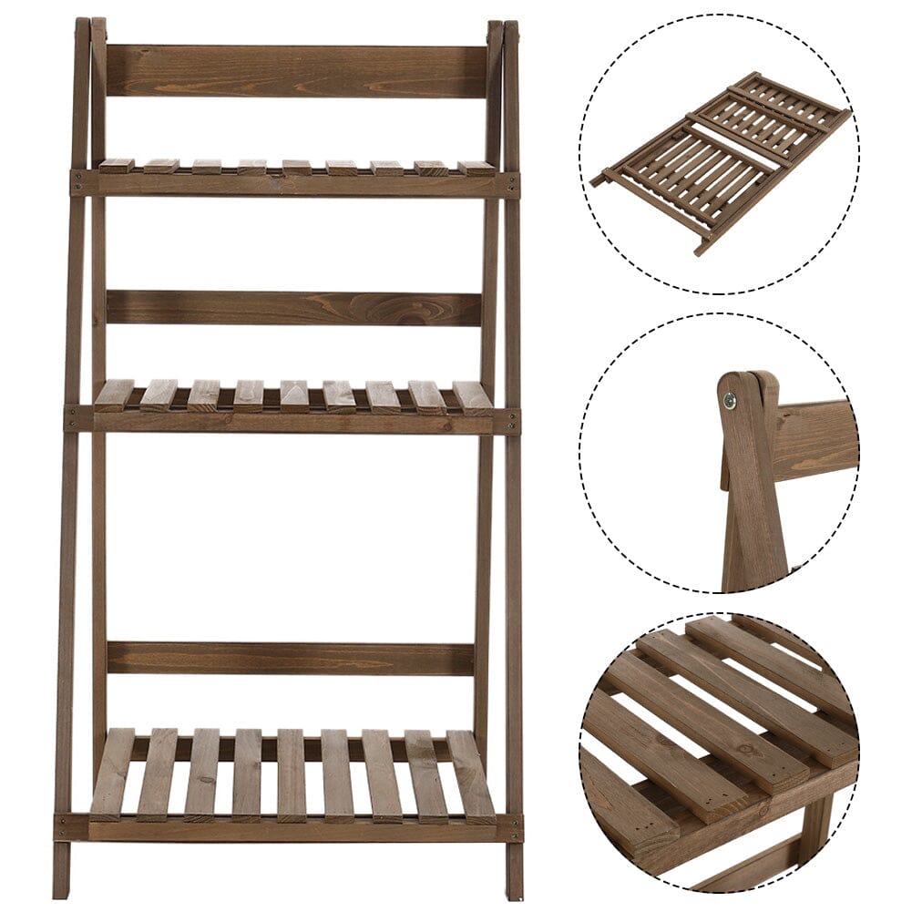 3 Tier Wooden Flower Stand Plant Display Shelf Storage Rack Pot Holder Outdoor Living and Home 