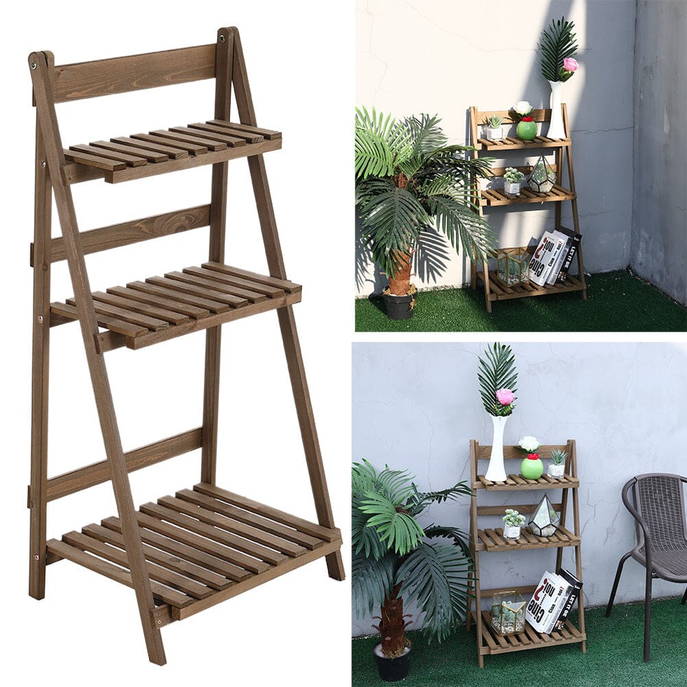 3 Tier Wooden Flower Stand Plant Display Shelf Storage Rack Pot Holder Outdoor Living and Home 