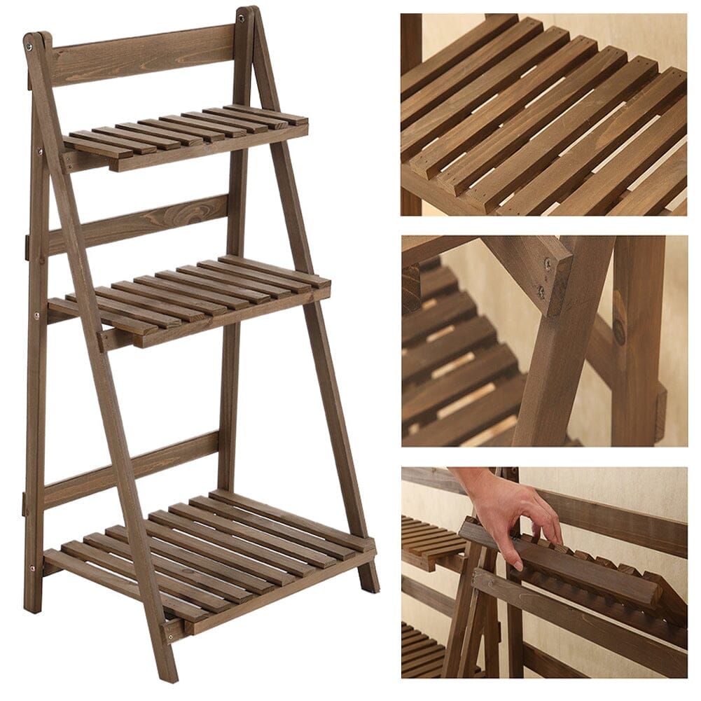 3 Tier Wooden Flower Stand Plant Display Shelf Storage Rack Pot Holder Outdoor Living and Home 